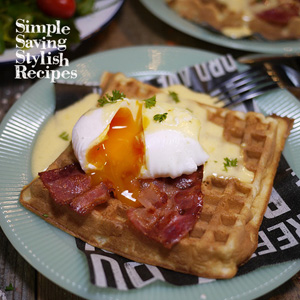 【お洒落に休日ブランチ　アメリカンワッフルのエッグベネディクト】