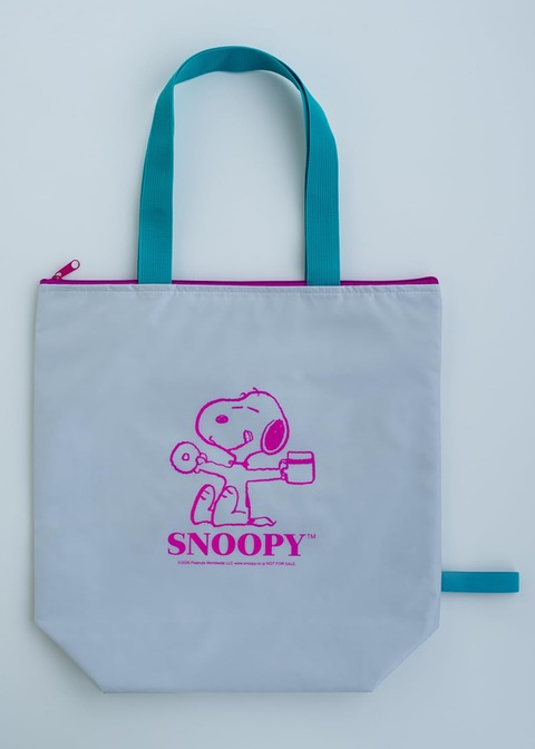 SNOOPYでか保冷トートバッグ〈ライトグレー×ターコイズ〉