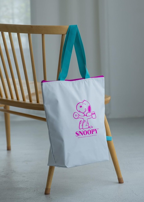 SNOOPYでか保冷トートバッグ〈ライトグレー×ターコイズ〉 2