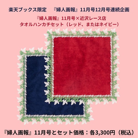 「近沢レース店」タオルハンカチ・レッド 2