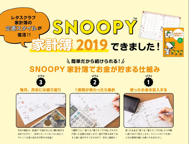 レタスクラブ 18年 10 11月合併号 雑誌付録 Snoopy 家計簿19 雑誌付録パトロール