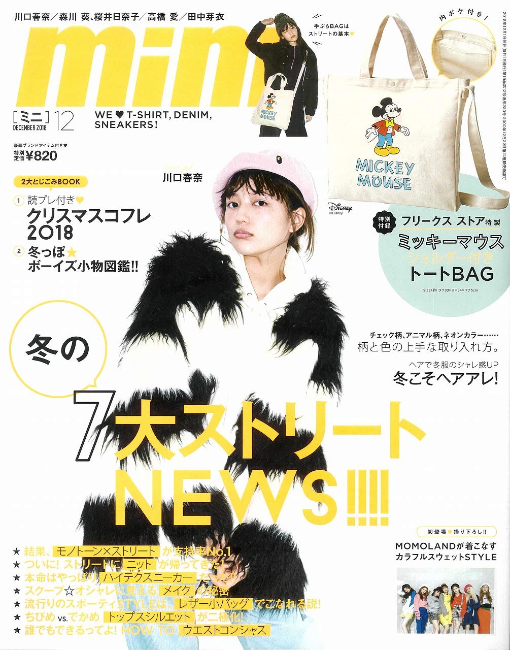 Mini ミニ 18年 12月号 雑誌付録 ミッキーマウス ショルダー付きトートバッグ 雑誌付録パトロール