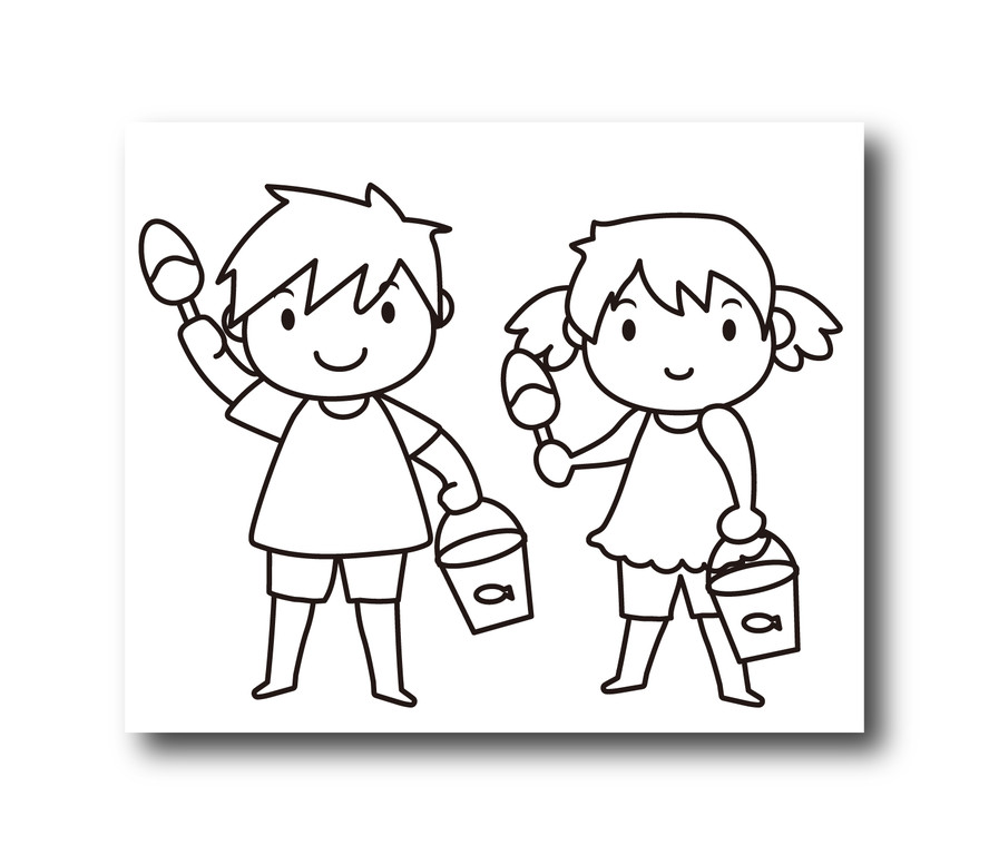 バケツを持つ男の子と女の子のイラスト素材が公開中です 日日oekaki