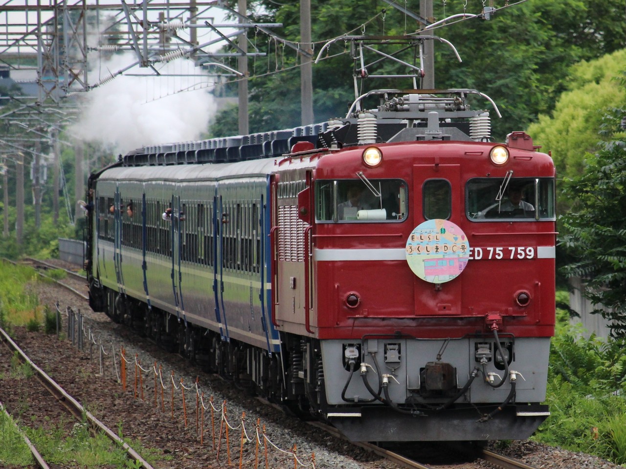 東北本線 5-4(快速ELSLふくしまDC号 9541レ ED75 759 + D51 498 東北本線 5-4(快速ELSLふくしまDC号 9541レ ED75 759 + D51 498