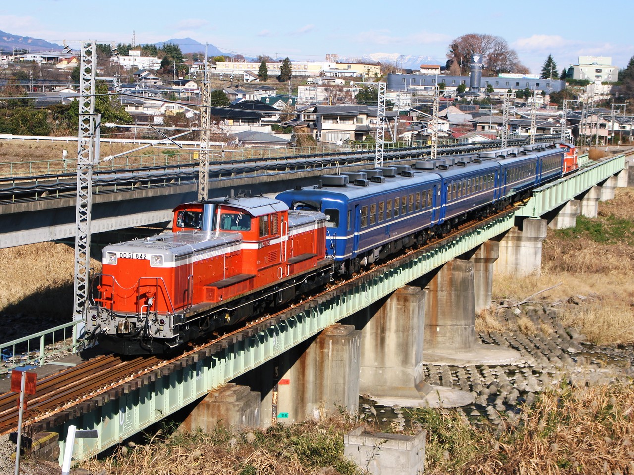 信越本線 1-4（試9133レ DD51 842 + 12系客車 + DD51 897