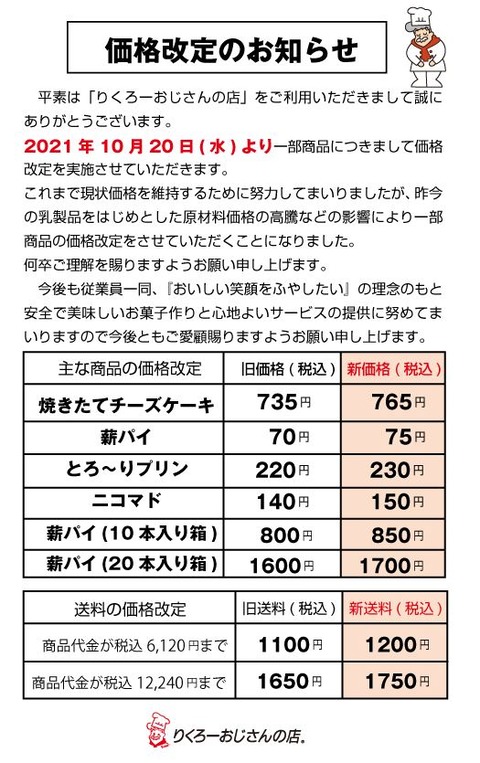 値上げ