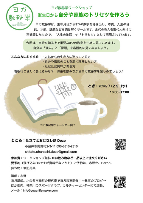 Dozoヨガ数秘ワークショップ.1