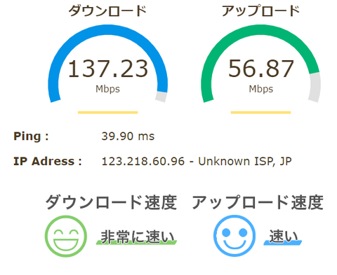 スピードテスト2020 4 12 VGN-NW51FBケーブルCAT6A