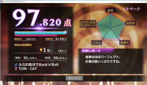200905ふられ気分でRock'n'Roll1位/183人