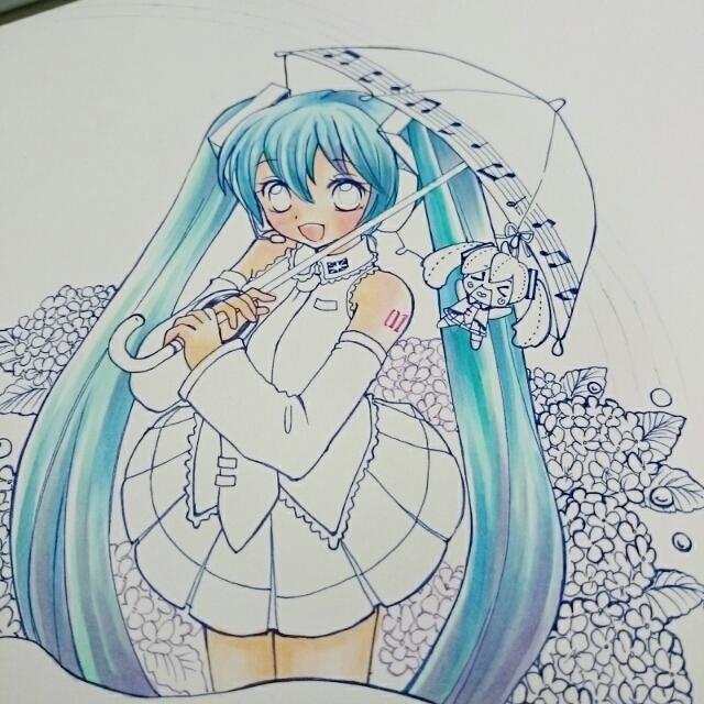 コピックイラストメイキング ２次作品 初音ミク きゃべつ通信 うぽぽ日記