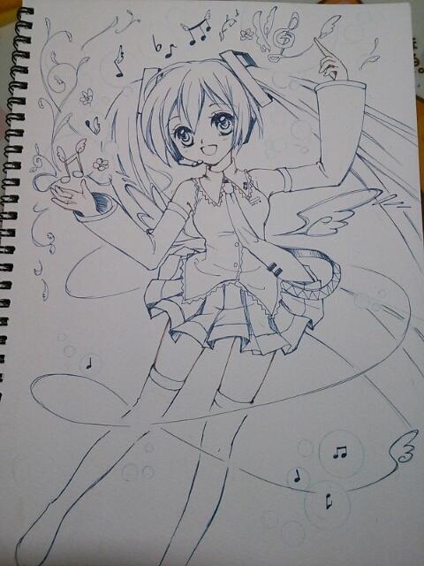 カラーイラストメイキング 初音ミク ファンアート きゃべつ通信 うぽぽ日記 カラーイラストメイキング 初音ミク ファンアート きゃべつ通信 うぽぽ日記