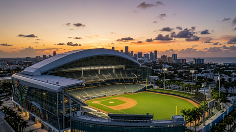 ローンデポ・パーク マイアミの夕暮れスタジアム風景