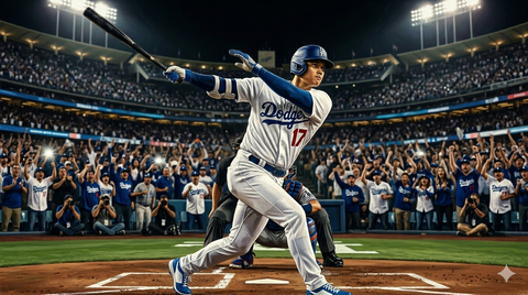 ドジャース17番・左打者がスイングする試合イメージ