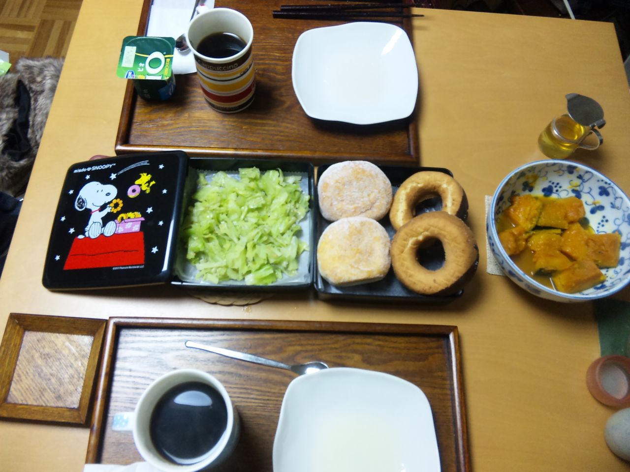 ミスドのスヌーピー重箱 ベランダ日記