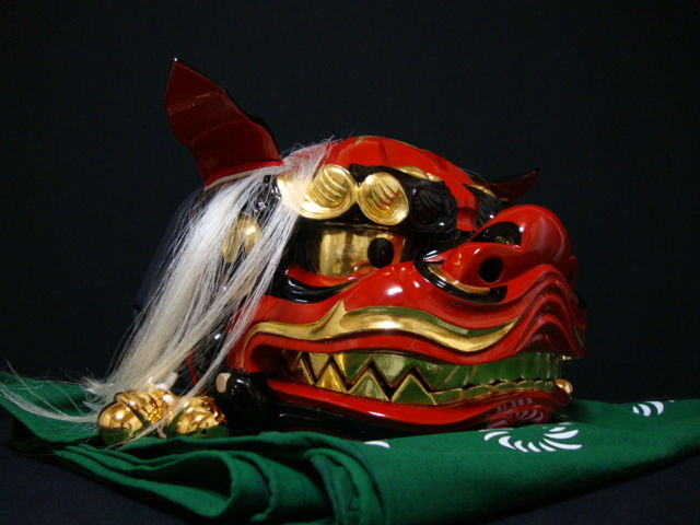 獅子頭　獅子舞　祭り 獅子頭 獅子舞 国産 宇津 一尺 練り歩き仕様販売例！！ : 伝統