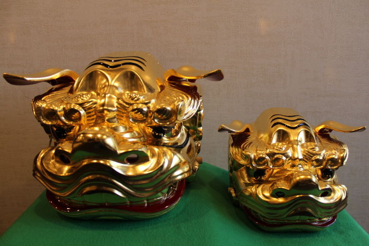 【訳あり】 獅子頭 伝統品質◇昭和28年 : 販売例 宇津 惣金 総修理 獅子舞 絵画