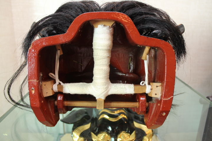 オーダー 国産獅子頭 朱塗り九寸 馬毛植え毛 取っ手 頭の穴開け特殊