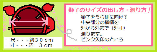 獅子頭 獅子舞 お面 寸法 サイズの測り方！！ : 伝統品質◇昭和28年