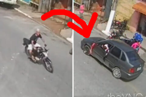 【閲覧注意】バイクがすれ違った車に「足だけ奪われる」事故動画、怖すぎる