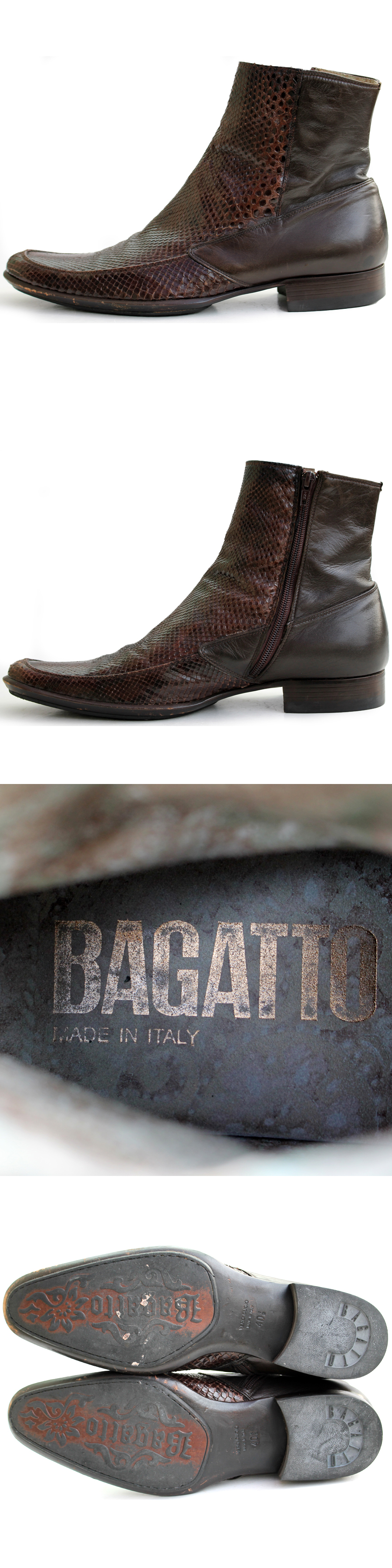 【BUTTERO】ブッテロ　サイドジップ　ダークブラウン レザー 39 美品 美品】BUTTERO ブッテロ サイドジップ ブーツ ダークブラウン 40