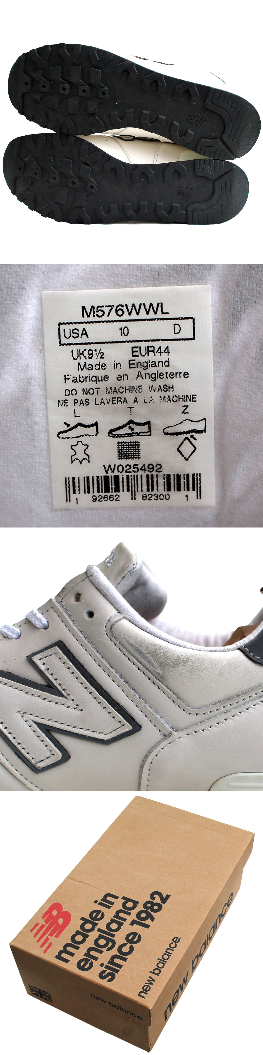 箱付き★ニューバランス NEW BALANCE★レザースニーカー US10=28 M576WWL イングランド製 ローカットスニーカー ホワイト メンズ i-813