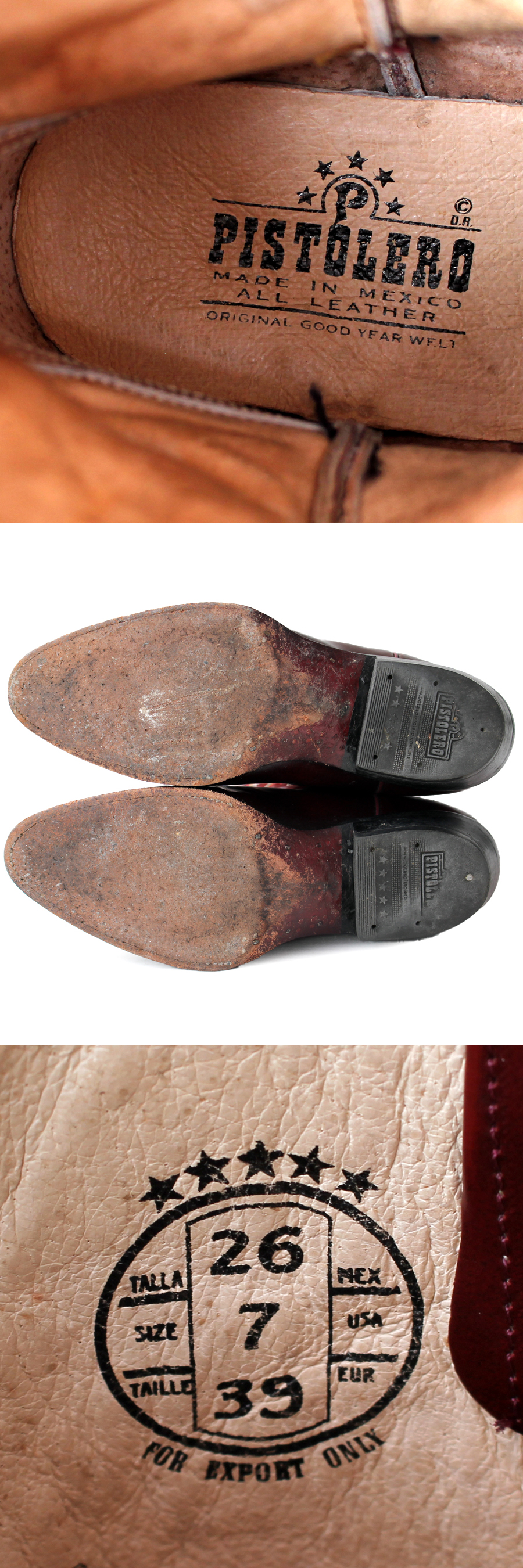 PISTOLEROウエスタンブーツ ブラック US9本革 メキシコ製