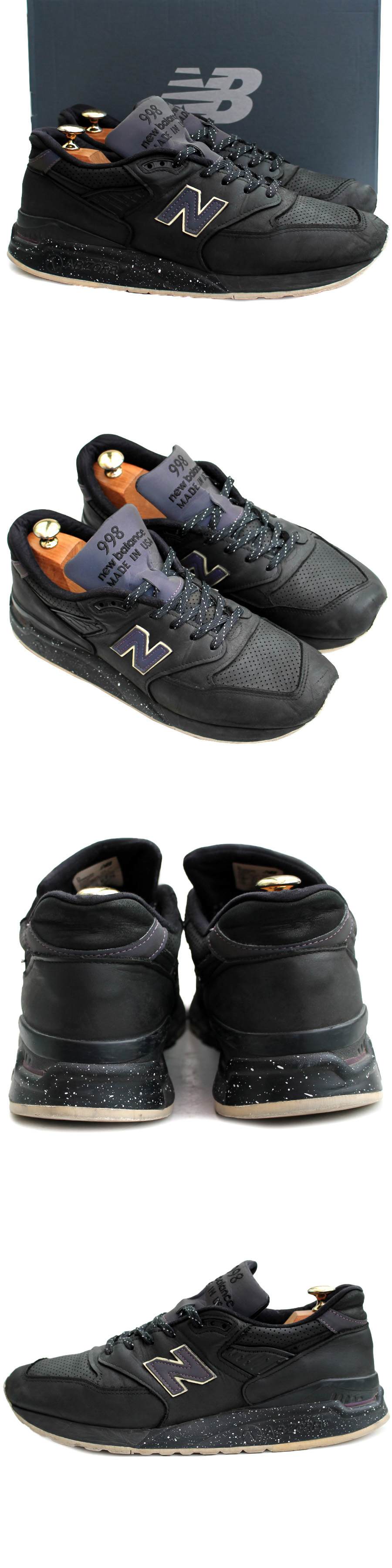 USA製★ニューバランス NEW BALANCE★レザースニーカー US10=28 M998ABK ローカットスニーカー ブラック メンズ hh i-724