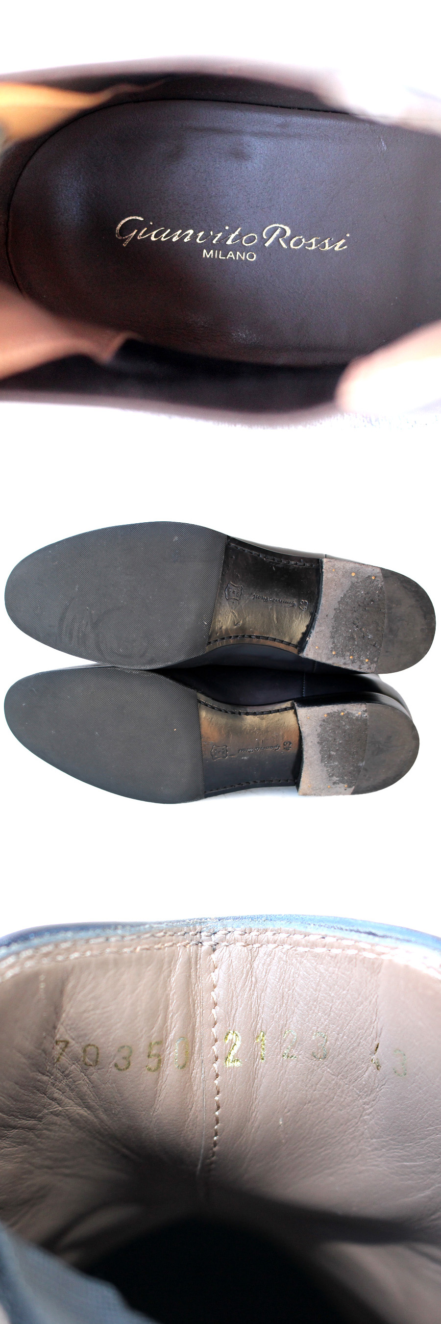 イタリア製★Gianvito Rossi ジャンヴィトロッシ★チェルシーブーツ 43=27 サイドゴアブーツ ネイビー メンズ レザー ショート p i-771