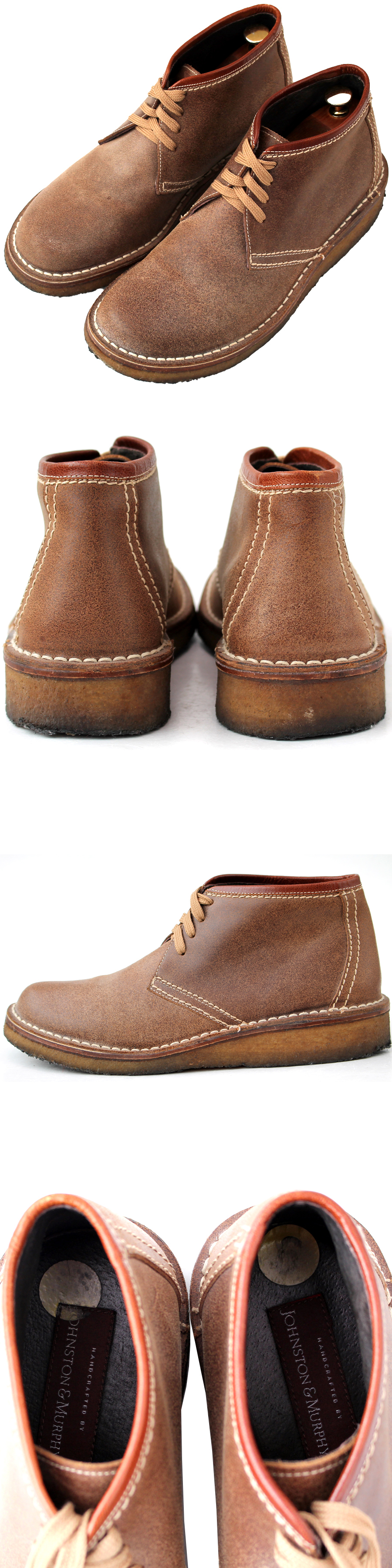 HANDCRAFTED BY Johnston & Murphy★デザートブーツ US9＝27 チャッカ ショートブーツ ジョンストン&マーフィー レザー メンズ p q-527