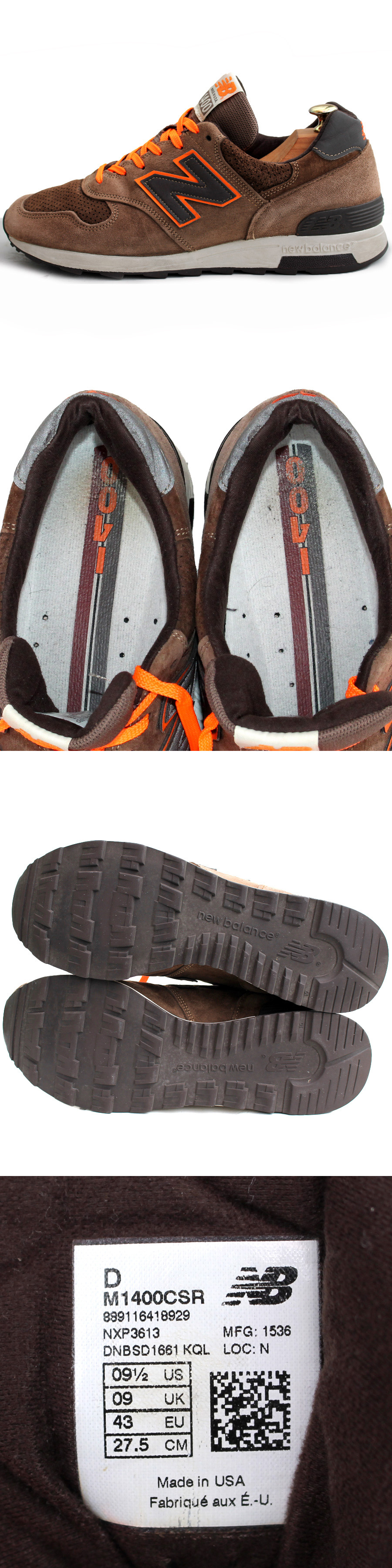 USA made New balance NEW BALANCE leather sneakers US9.5D 27.5 M1400CSR low cut sneakers men s suede Brown i 574 Real Yahoo auction salling