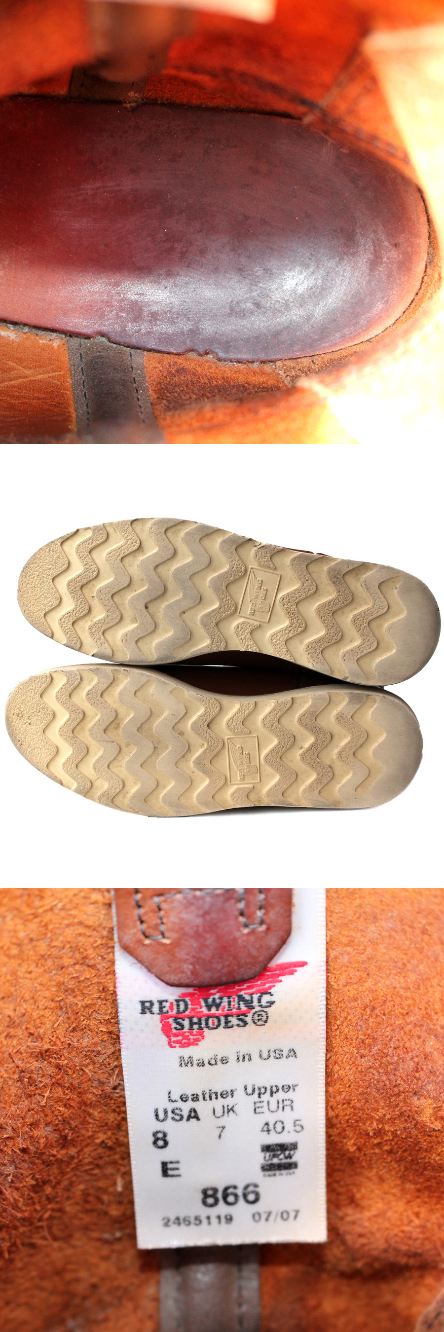 USA製★Red Wing SHOES レッドウィング★PECOS BOOTS US8E＝26 866 ペコスブーツ オロイジナル 07年製 バイカー メンズ ウエスタン i-743