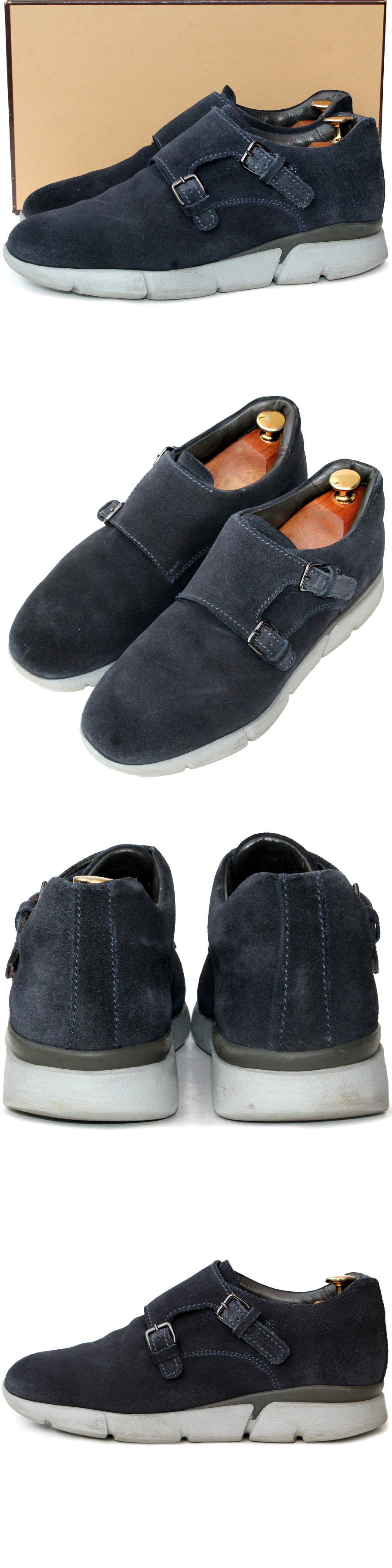 極美品　Santoni サントーニ　ドレスシューズ　レザー　スニーカー　革靴　黒 santoni サントーニ レザースニーカー ブラック 6.5 25.5cm