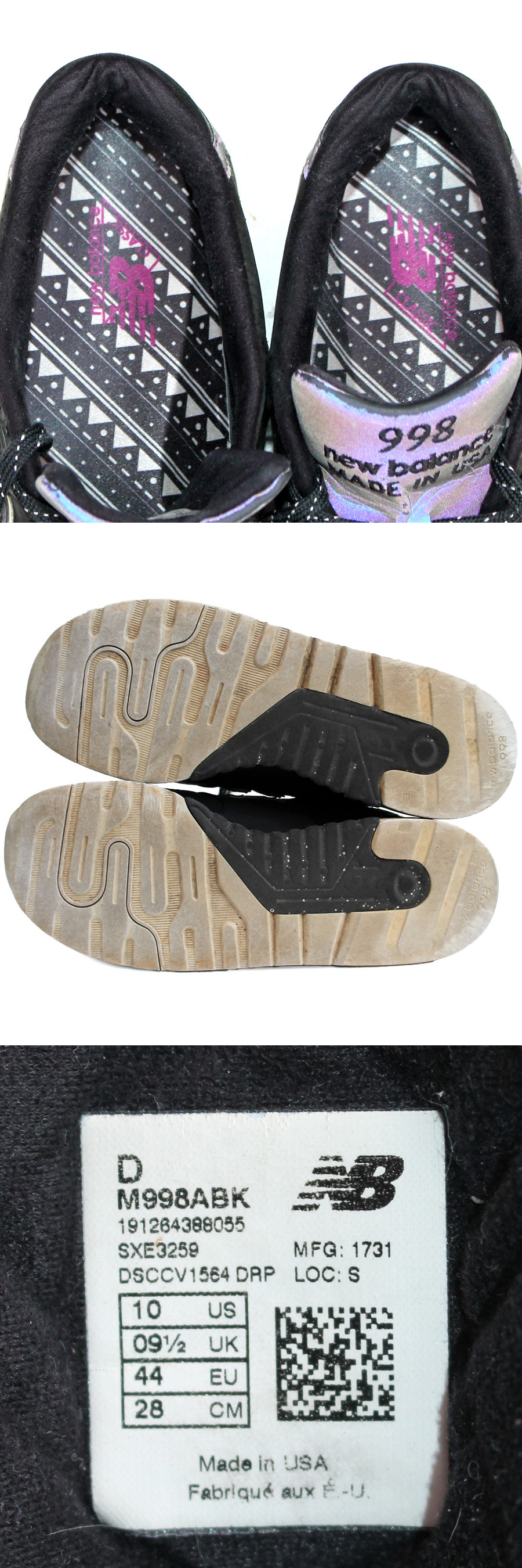 USA製★ニューバランス NEW BALANCE★レザースニーカー US10=28 M998ABK ローカットスニーカー ブラック メンズ hh i-724