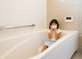 お風呂で記念撮影