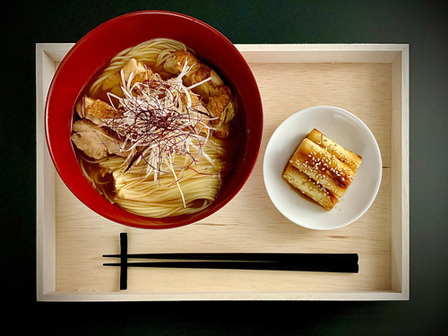 鶏だし煮麺・ねぎの焼き浸し
