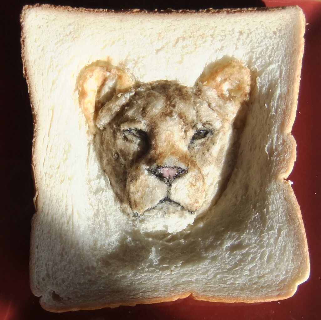 雌ライオン 食パンの窓