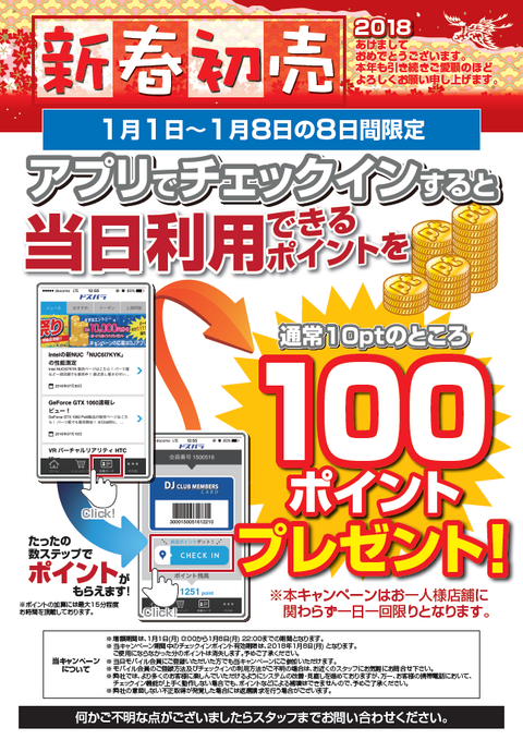 新春初売セール来店ポイント