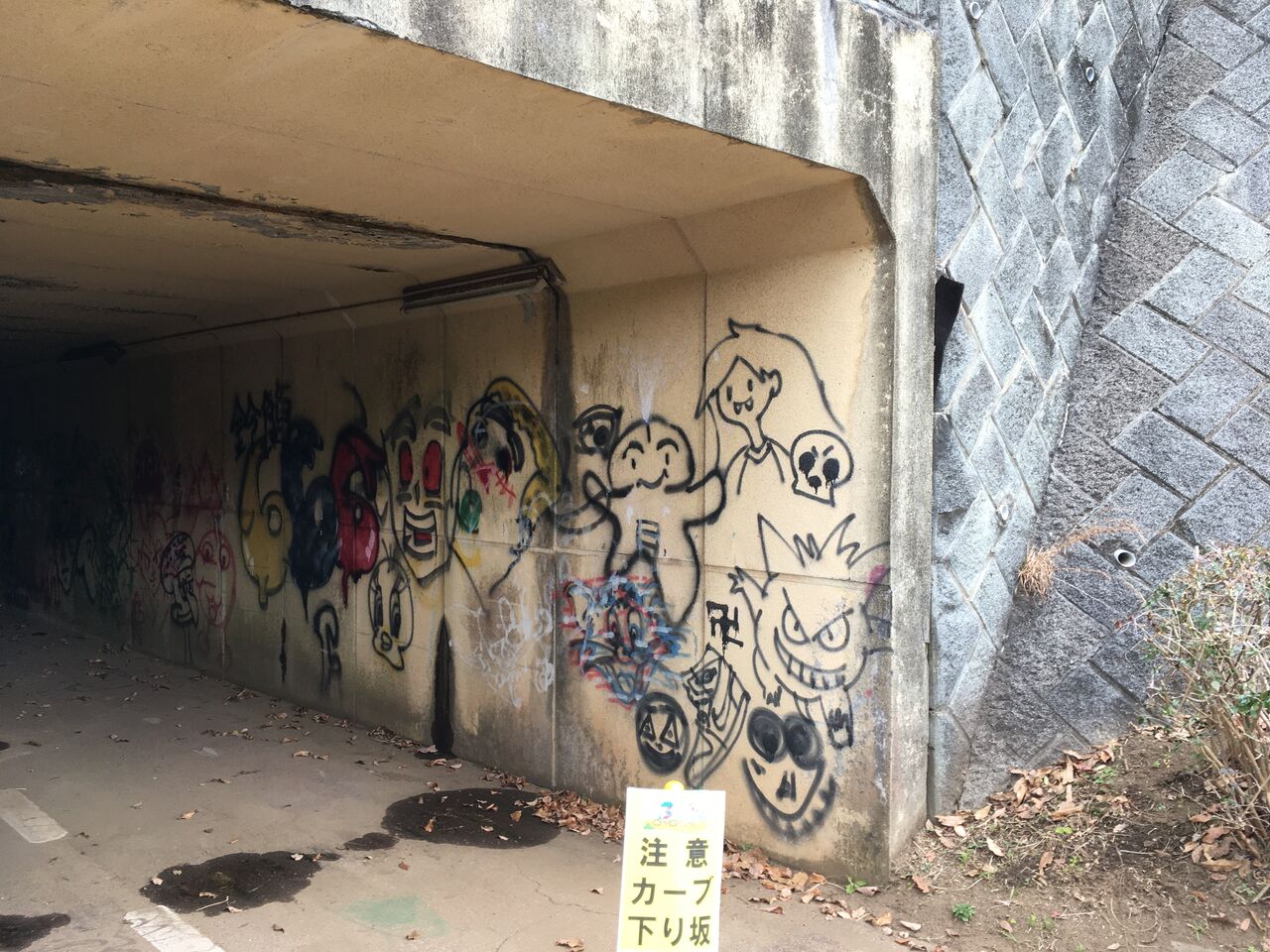 アートか落書きか サイクリングコースのトンネル 昭和の森 千葉市 Now