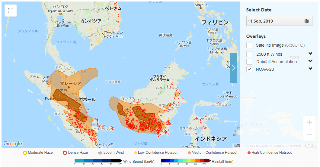 スマトラ島のヘイズ領域再度最大規模 8月以来 9 17 クアラルンプールのローカルな街から