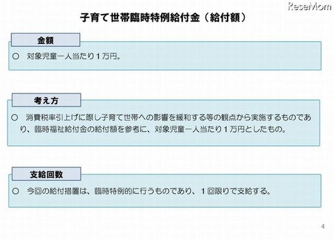 子育て世帯臨時特例給付金（給付額）