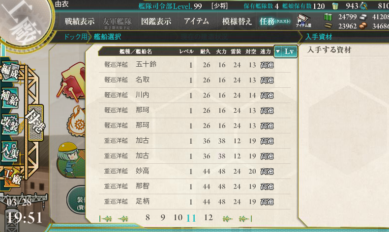 大井っち狙ってレア駆逐 軽巡レシピ回した結果ｗｗｗｗ 艦これ 深海好きのゲームブログ