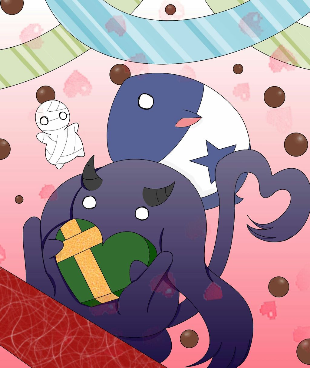 2月パックとムクムクとミーくん(ミイラの飼い方・描いてみた