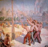 100年前の欧米の杭打ち光景