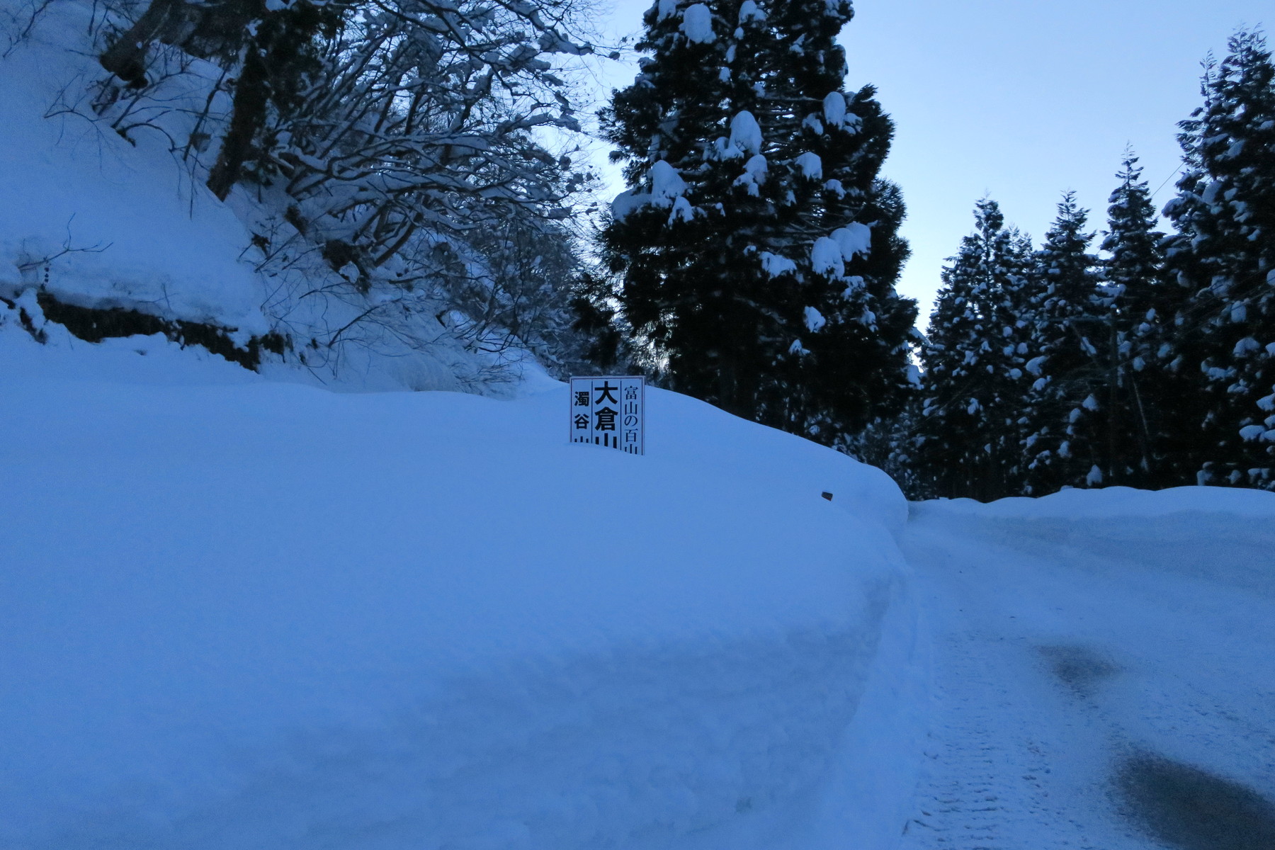 積もった雪 カケヒのしづく