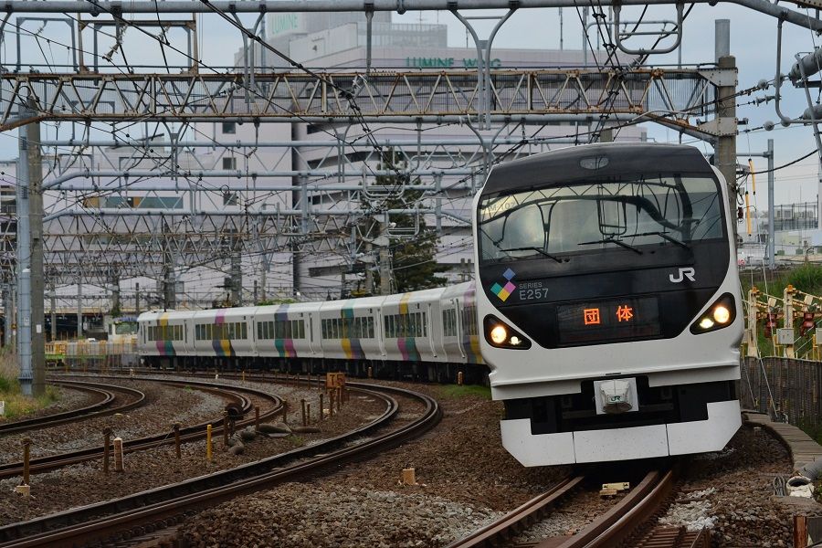E257系集約臨と East I 185系 19年5月 Moon Express