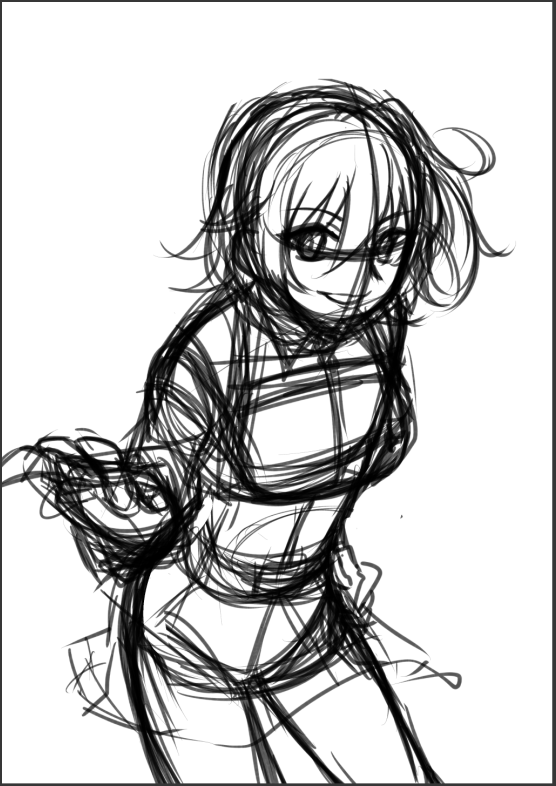 ざっくりイラストメイキング 暖簾の縁側