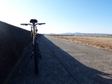 堤防を行く