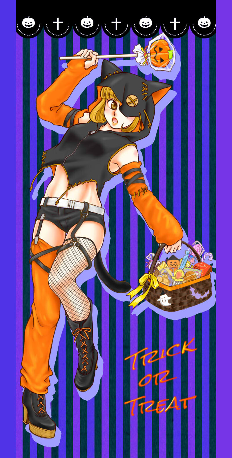 ハロウィンイラスト(オリジナル化け猫風) : 年上彼女と恋愛エッセイ