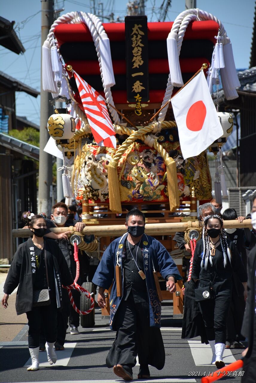 田町太鼓台の水引幕新調記念式典がありました 2021年4月11日