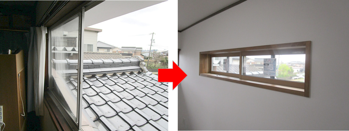 窓サイズ変更 窓を壁にするリフォーム 鳥取市桂見 築41年 鳥取市の工務店 シンセイホームの現場速報